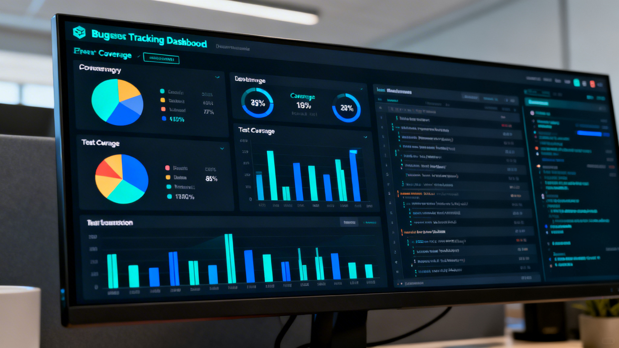 Bug tracking and test coverage visualization on screen