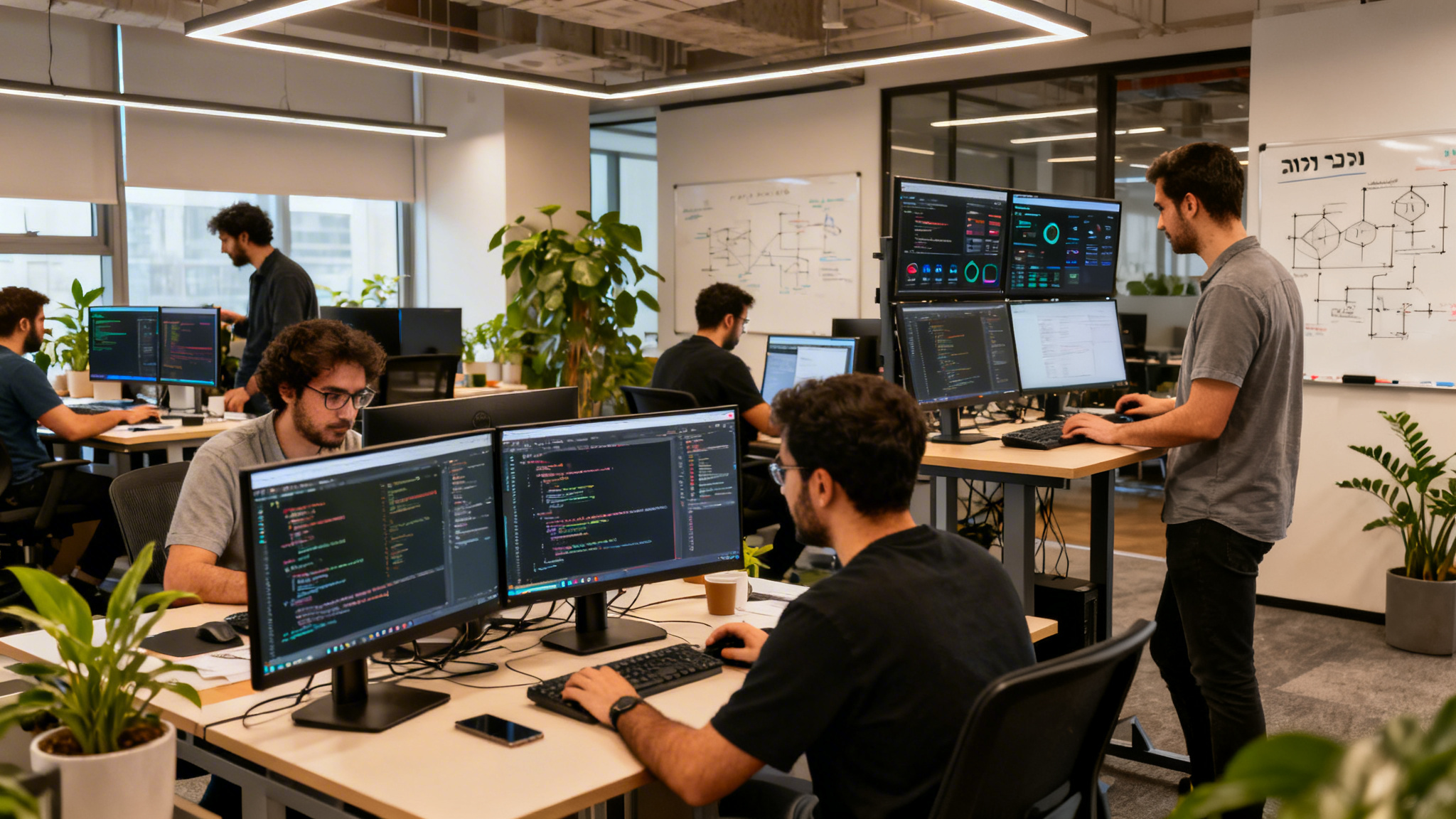Software development team at work